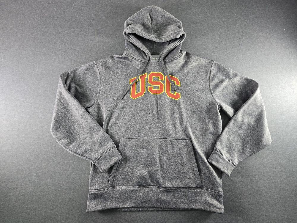 USC Trojans Hoodie Sweatshirt Mens Large Gray NCAA Football Authentic Apparel
